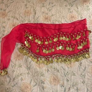 Zumba Fitness Red Hip Scarf with Gold Coins